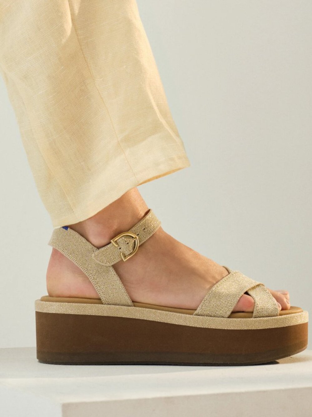 Rothy's Metallic Gold Crisscross Strap Sandals - Original Price $179